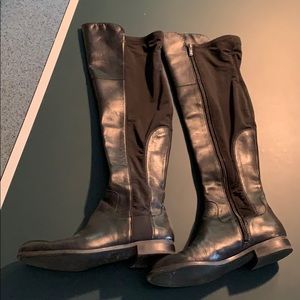 Black leather knee high boots